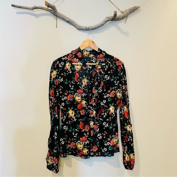 Derek Lam Silk Floral Mock Neck Blouse - Picture 6 of 13